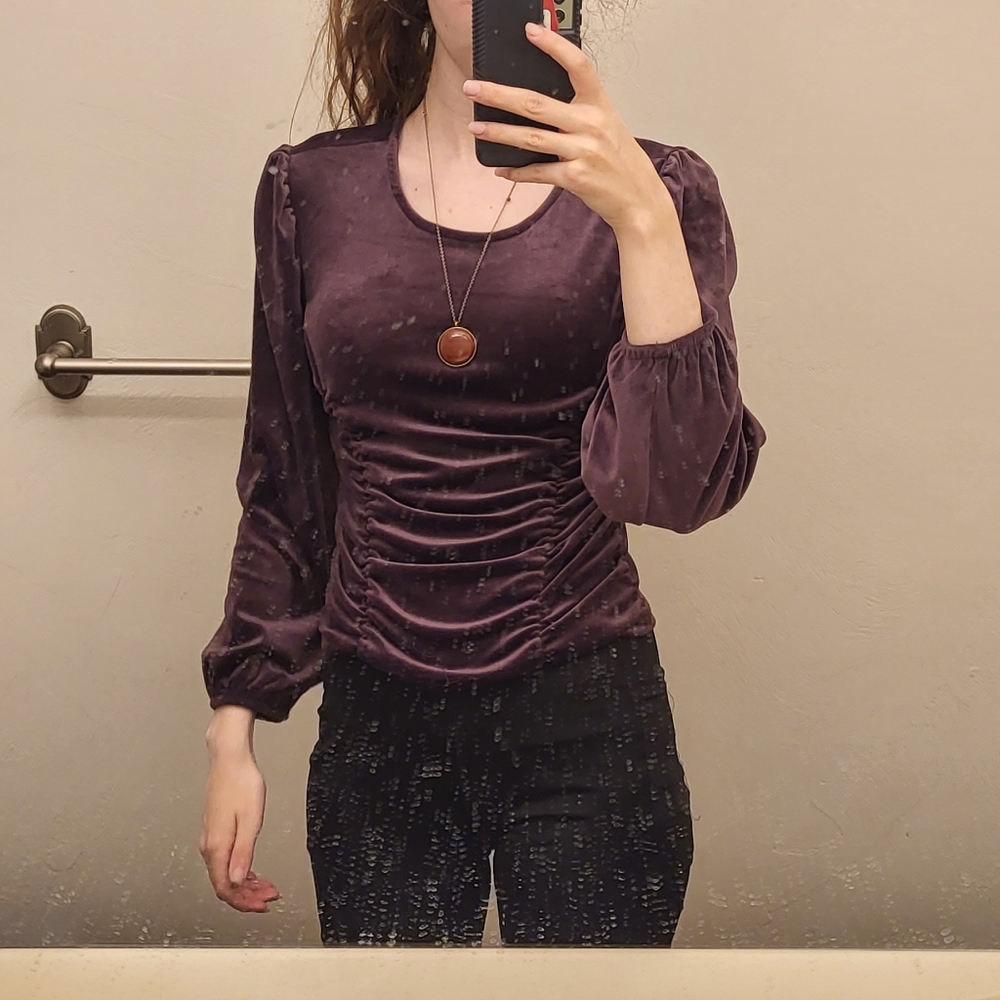 ✨️5/25✨️Purple velvour long sleeve shirt